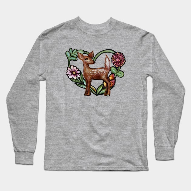 Fawn Long Sleeve T-Shirt by bubbsnugg